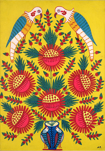 "Квіти в горщику та папуги"