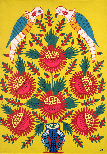 "Квіти в горщику та папуги"